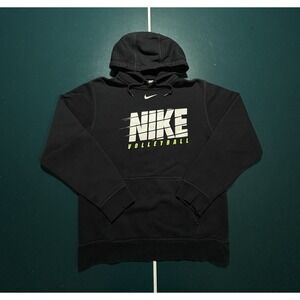 Nike Volleyball Hoodie Sweatshirt Men's Small Black Center Swoosh Pullover